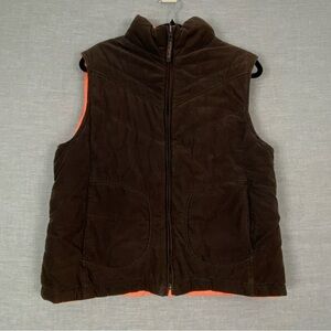 WindRiver Reversible Down Filled Puffer Vest Corduroy and Orange Sz Medium